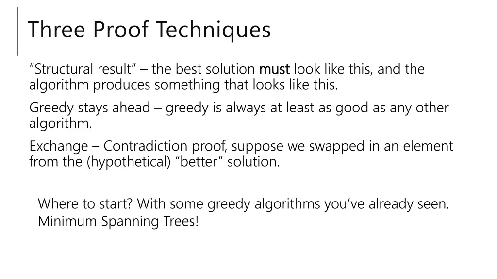 three proof techniques