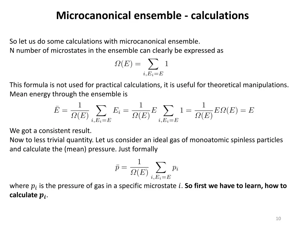 microcanonical ensemble calculations