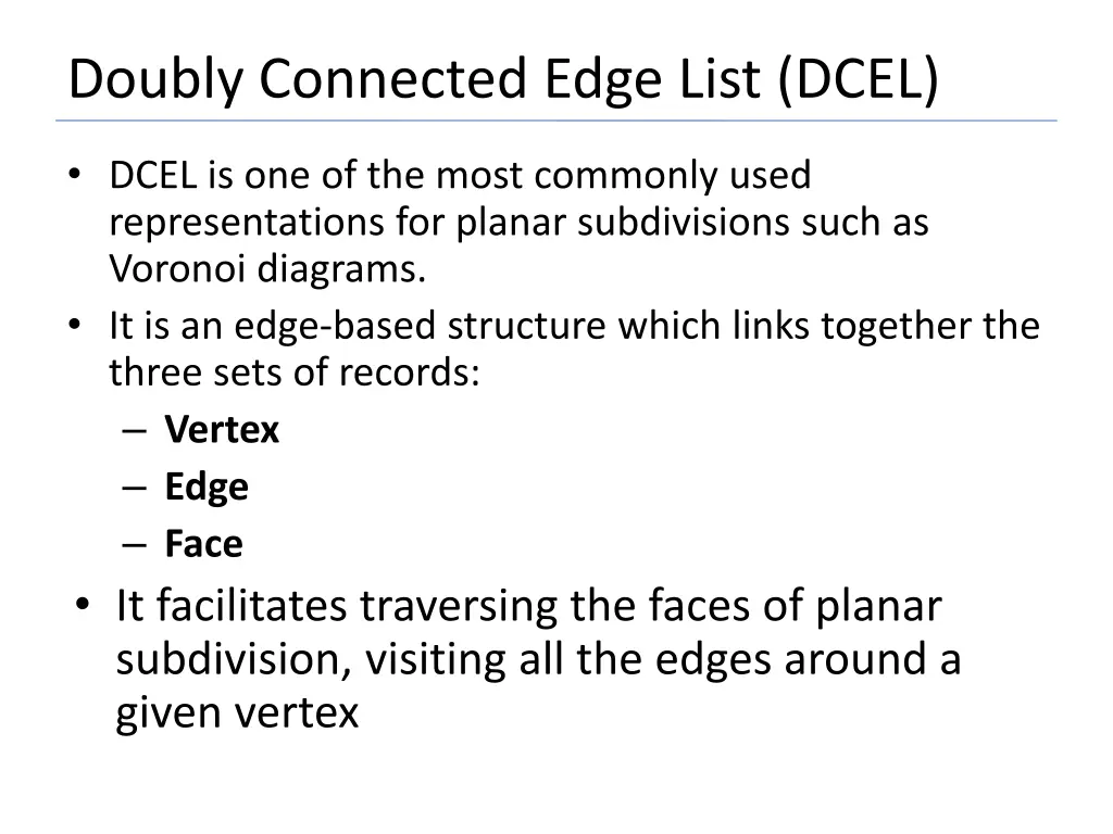 doubly connected edge list dcel
