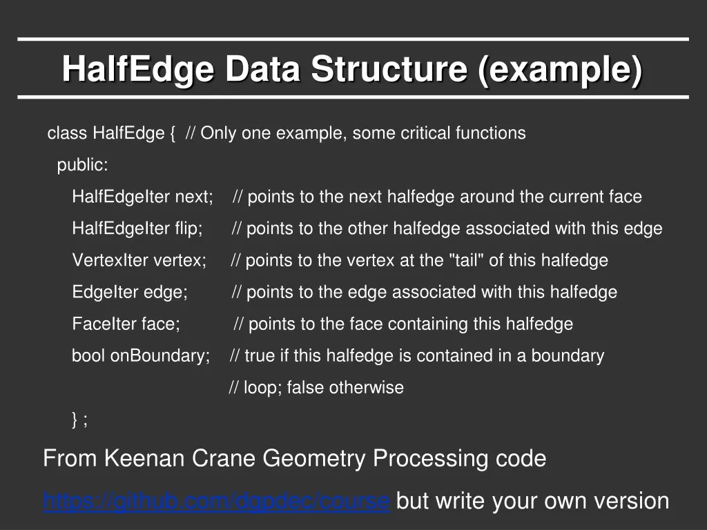 halfedge data structure example