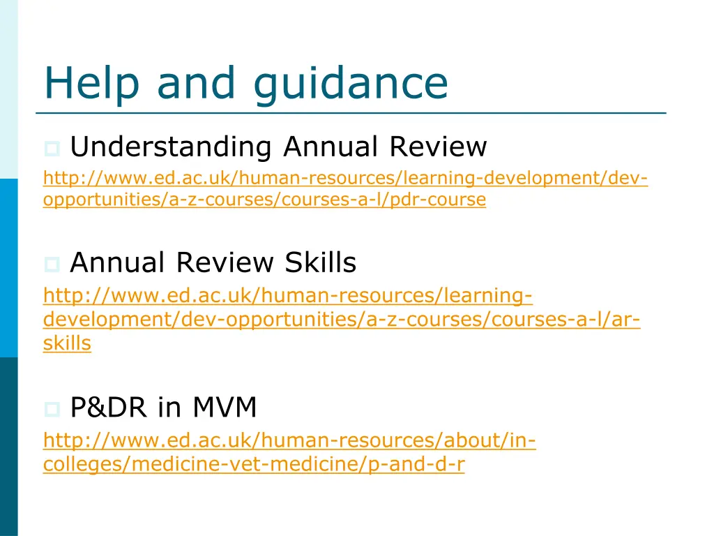 help and guidance