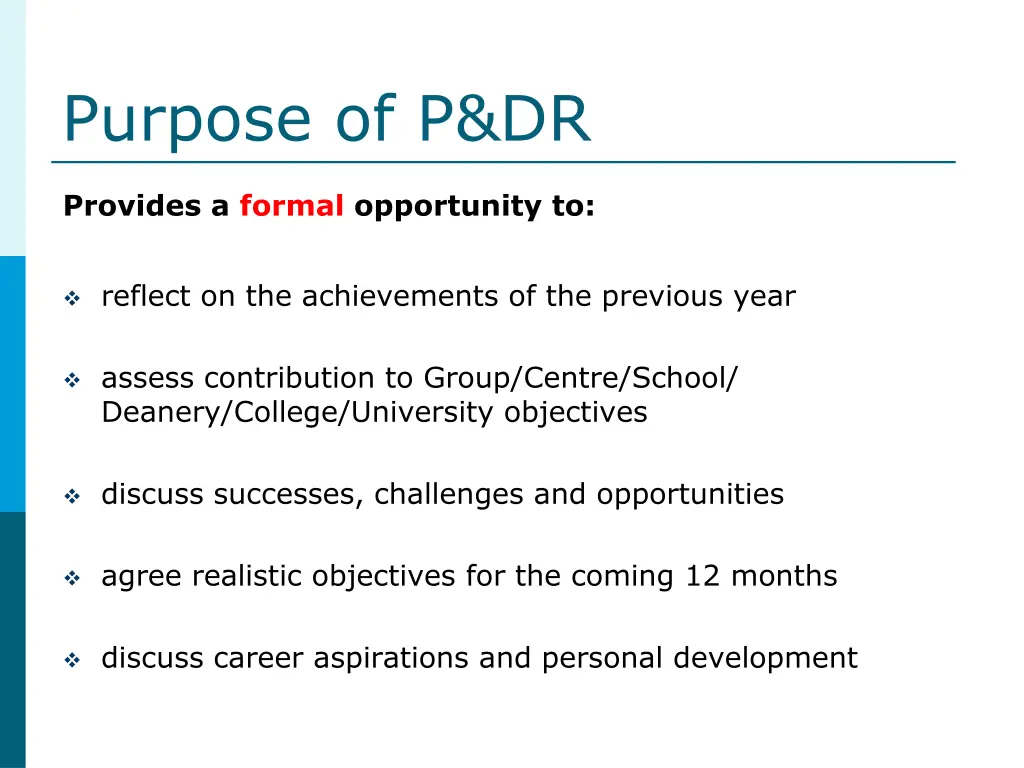 purpose of p dr