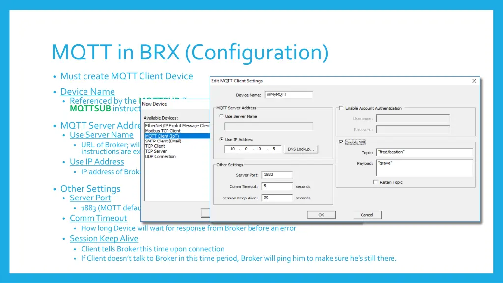 mqtt in brx configuration