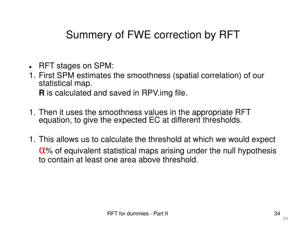 summery of fwe correction by rft