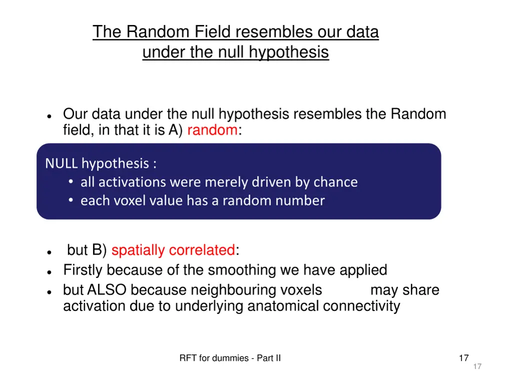 the random field resembles our data under