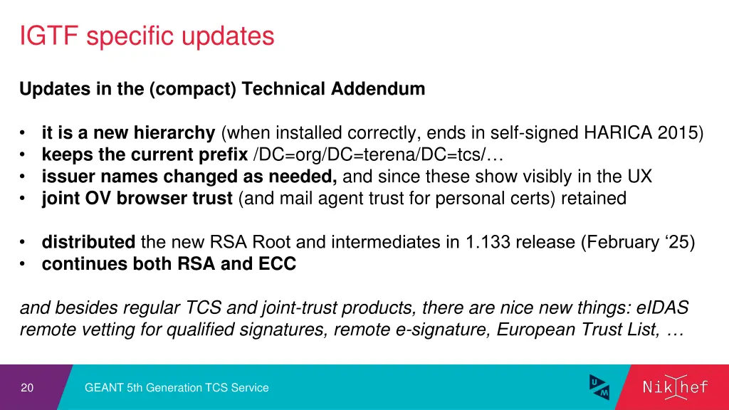 igtf specific updates