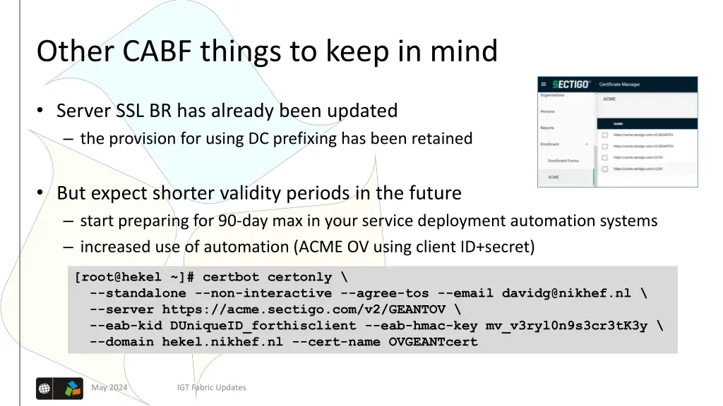 other cabf things to keep in mind