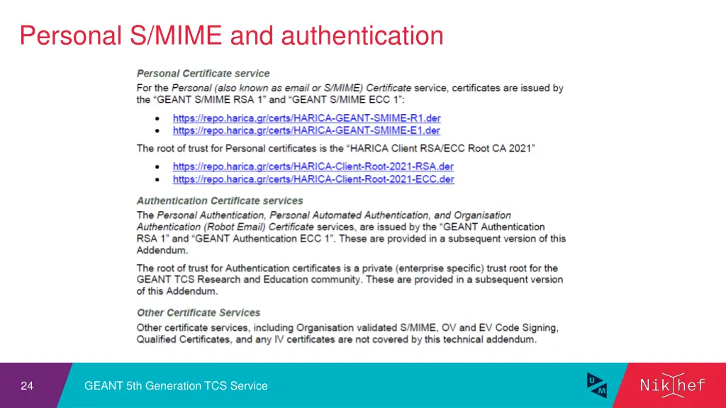 personal s mime and authentication