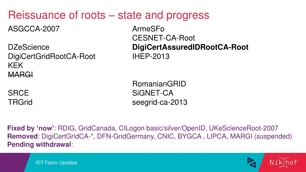 reissuance of roots state and progress