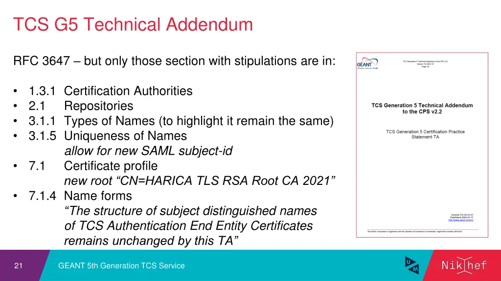 tcs g5 technical addendum