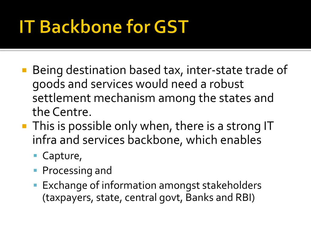 being destination based tax inter state trade