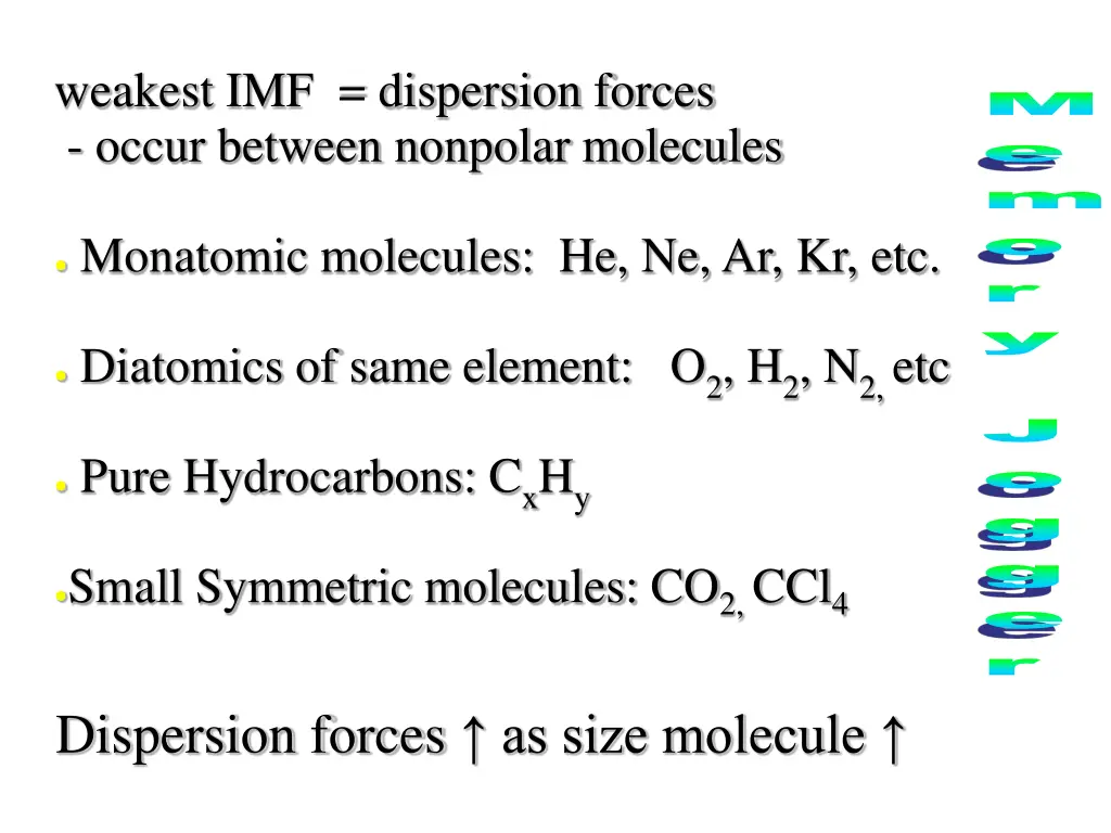 weakest imf dispersion forces occur between