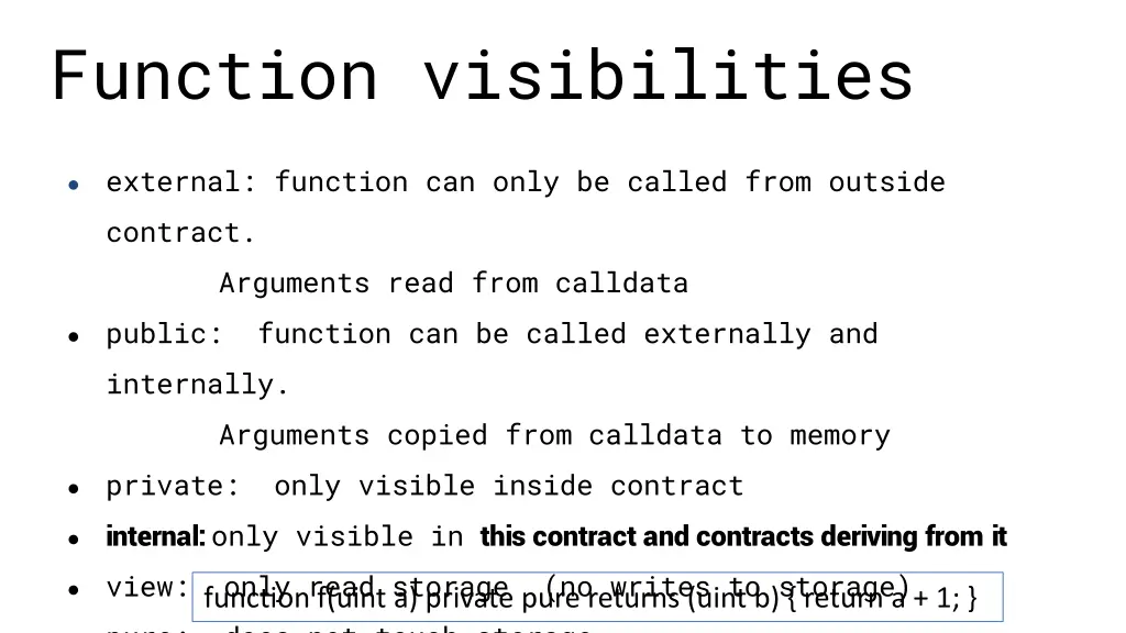 function visibilities