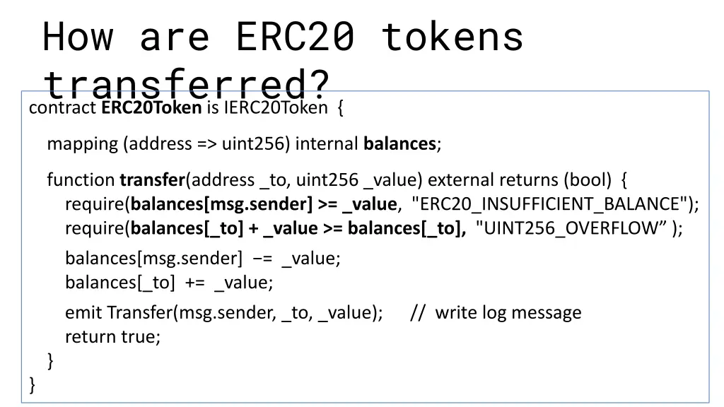 how are erc20 tokens transferred contract