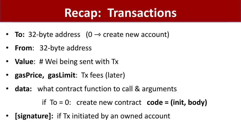 recap transactions