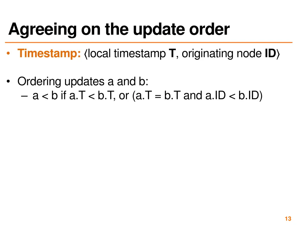 agreeing on the update order