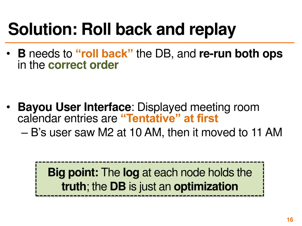 solution roll back and replay