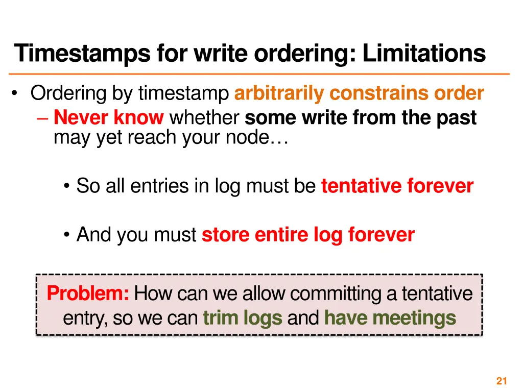 timestamps for write ordering limitations