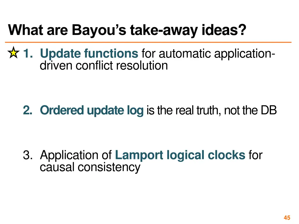 what are bayou s take away ideas