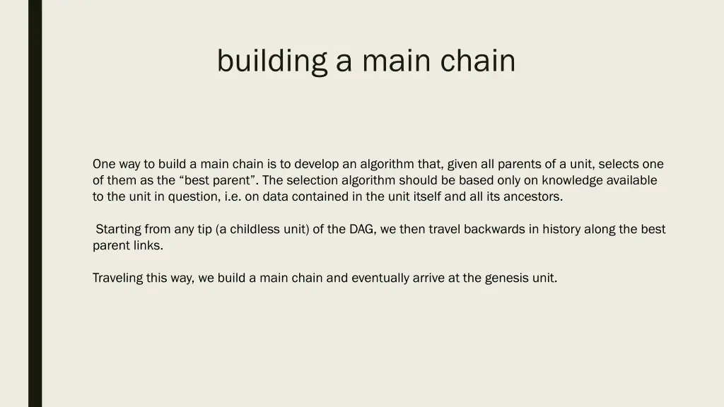 building a main chain