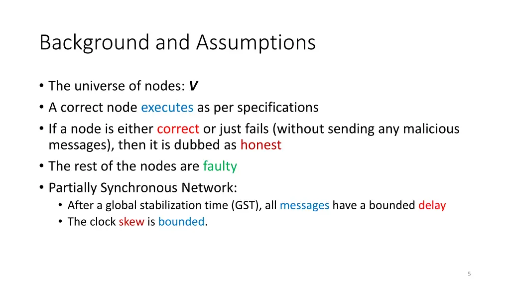 background and assumptions
