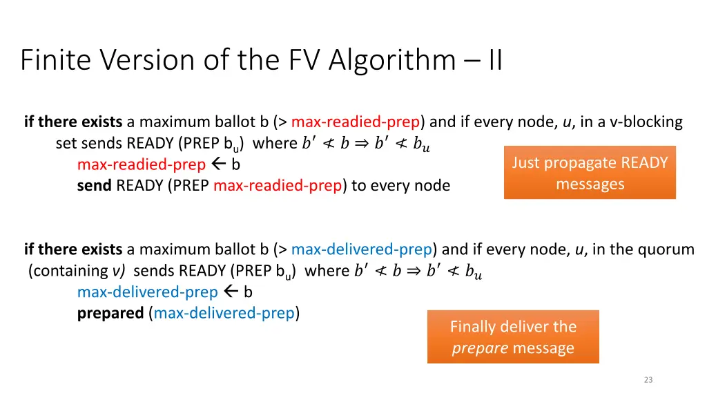 finite version of the fv algorithm ii