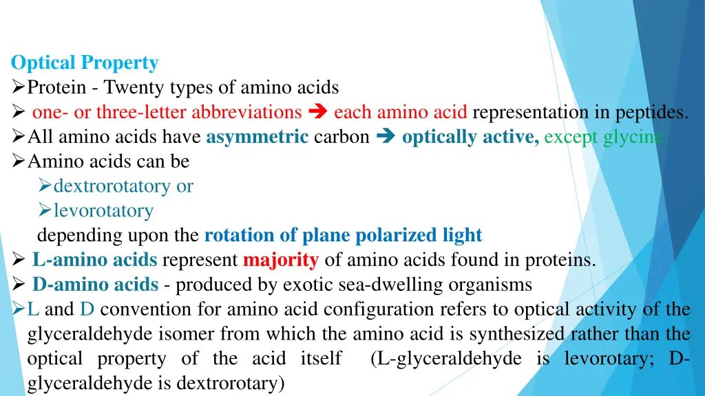 optical property protein twenty types of amino