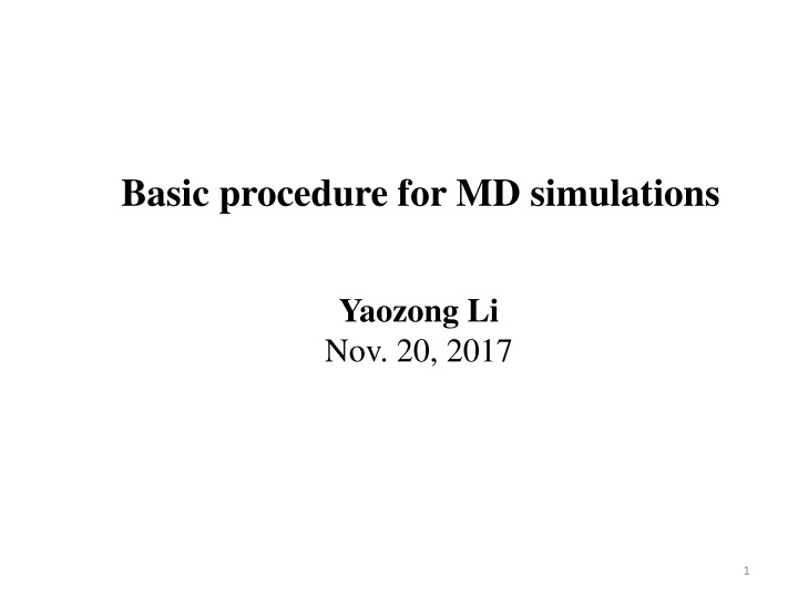 basic procedure for md simulations