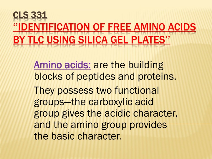 cls 331 cls 331 identification of free amino