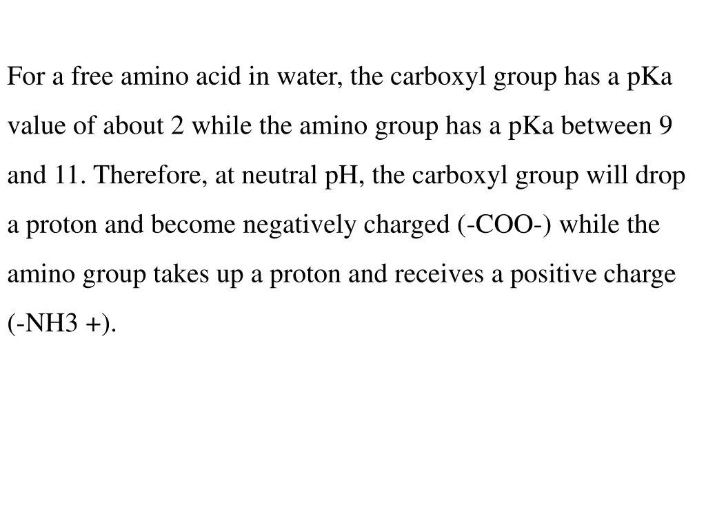 for a free amino acid in water the carboxyl group