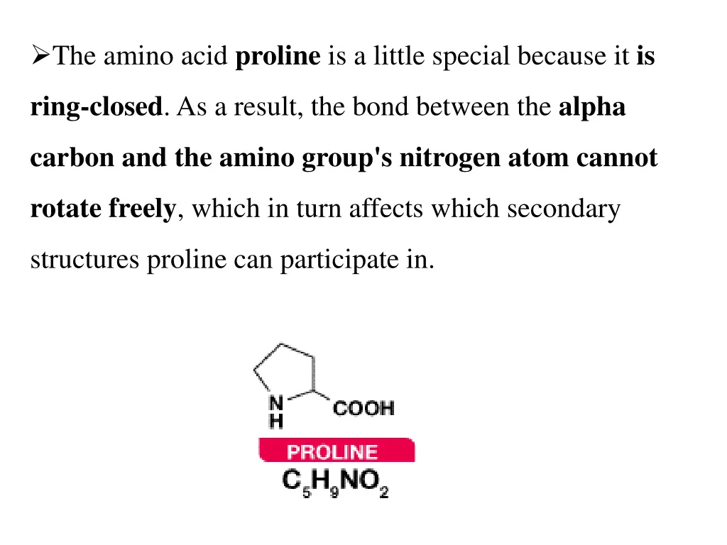 the amino acid proline is a little special