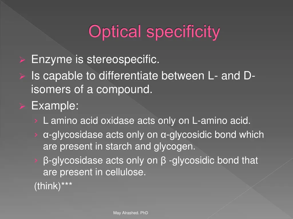 optical specificity
