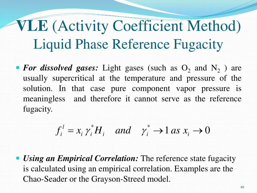 vle activity coefficient method liquid phase 1