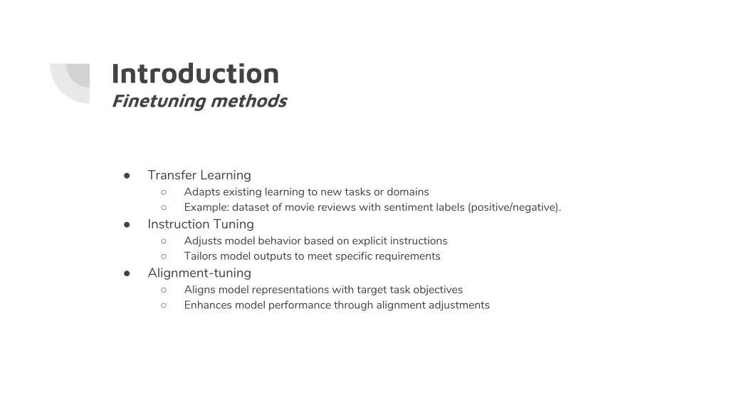 introduction finetuning methods