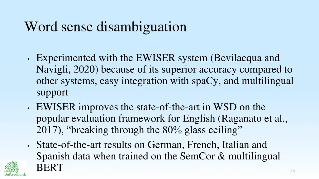 word sense disambiguation