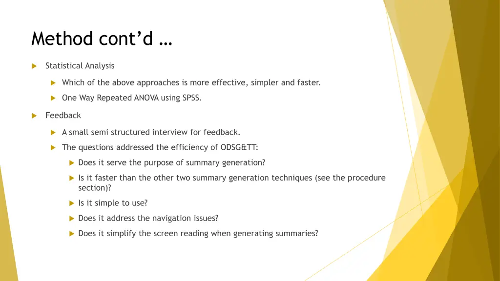 method cont d