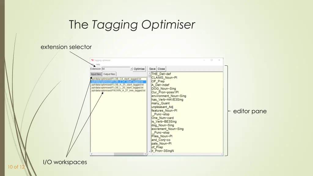 the tagging optimiser