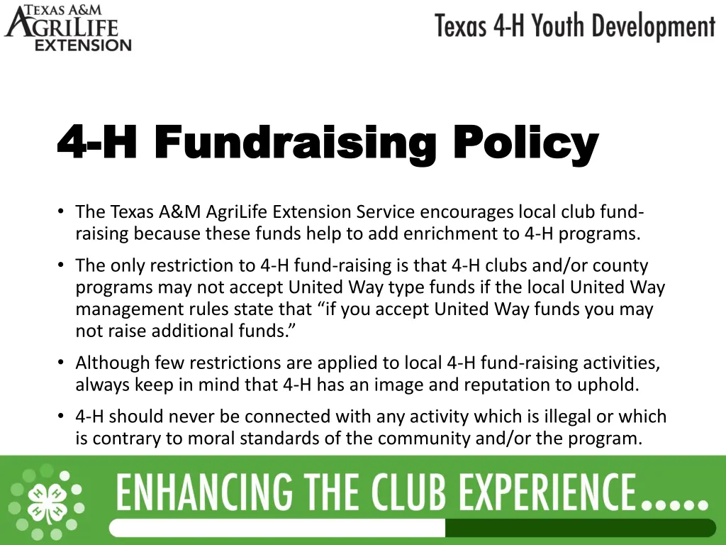 4 4 h fundraising policy h fundraising policy