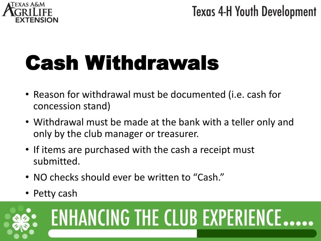cash withdrawals cash withdrawals