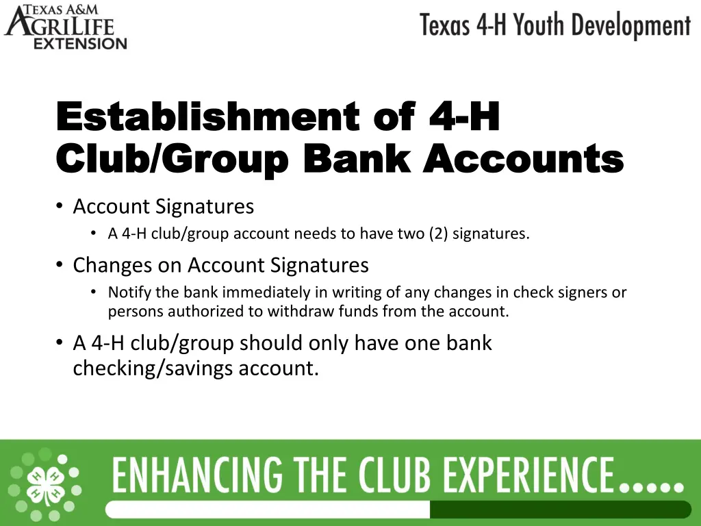 establishment of 4 establishment of 4 h club 1
