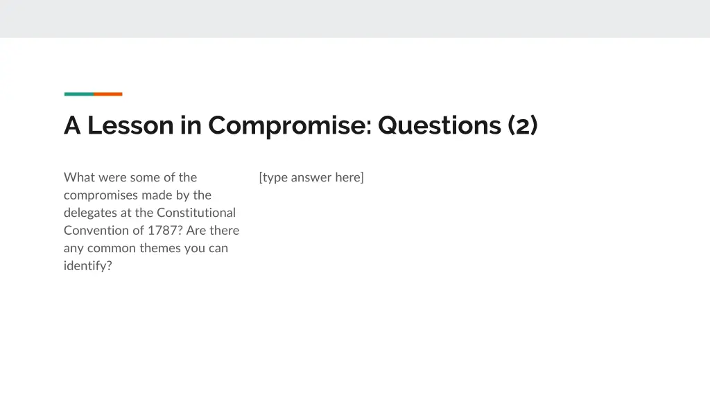 a lesson in compromise questions 2