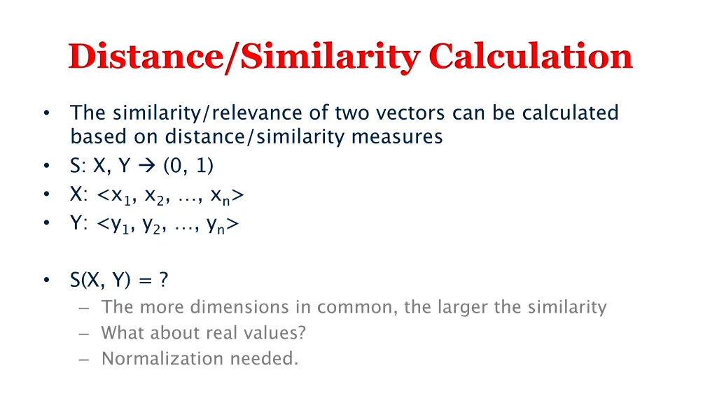 distance similarity calculation