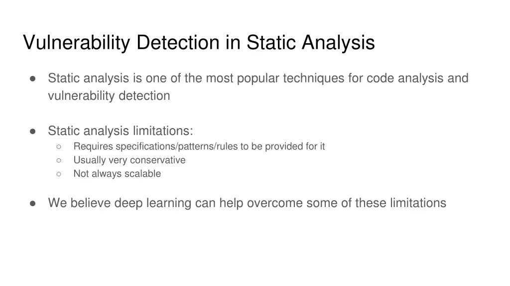 vulnerability detection in static analysis