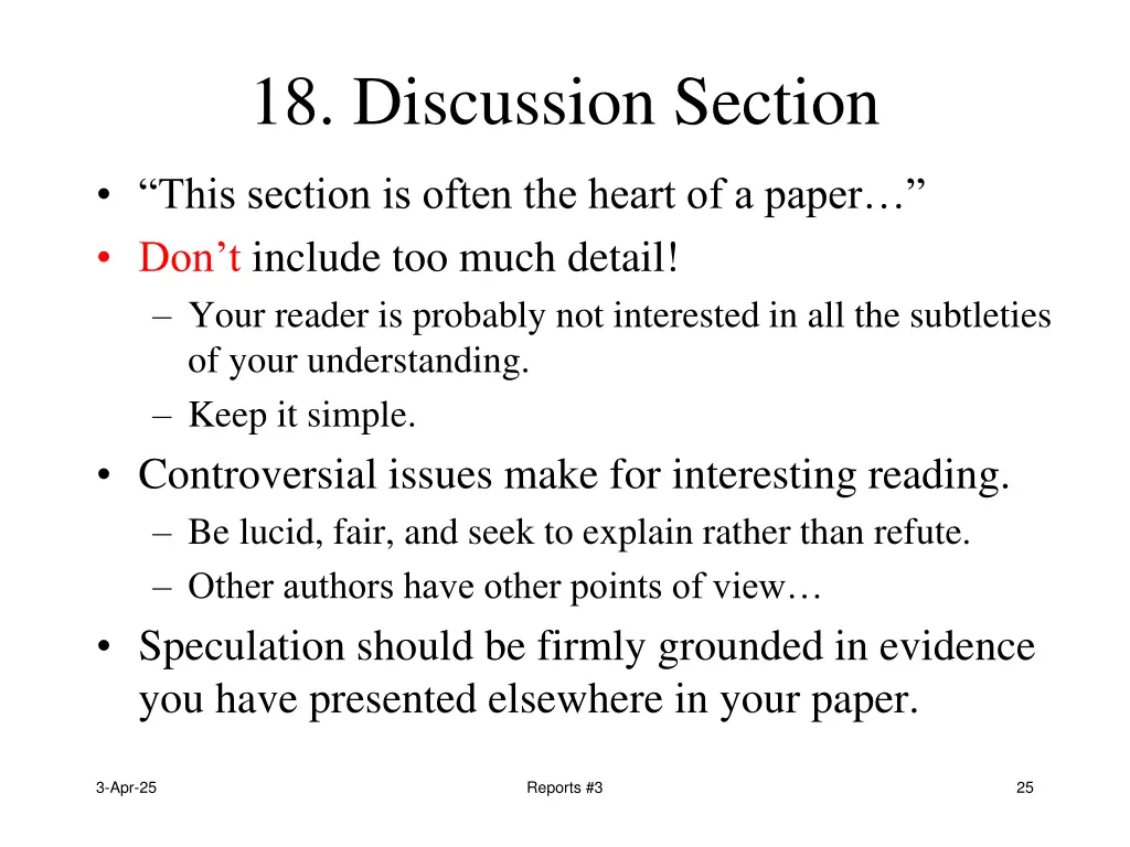 18 discussion section