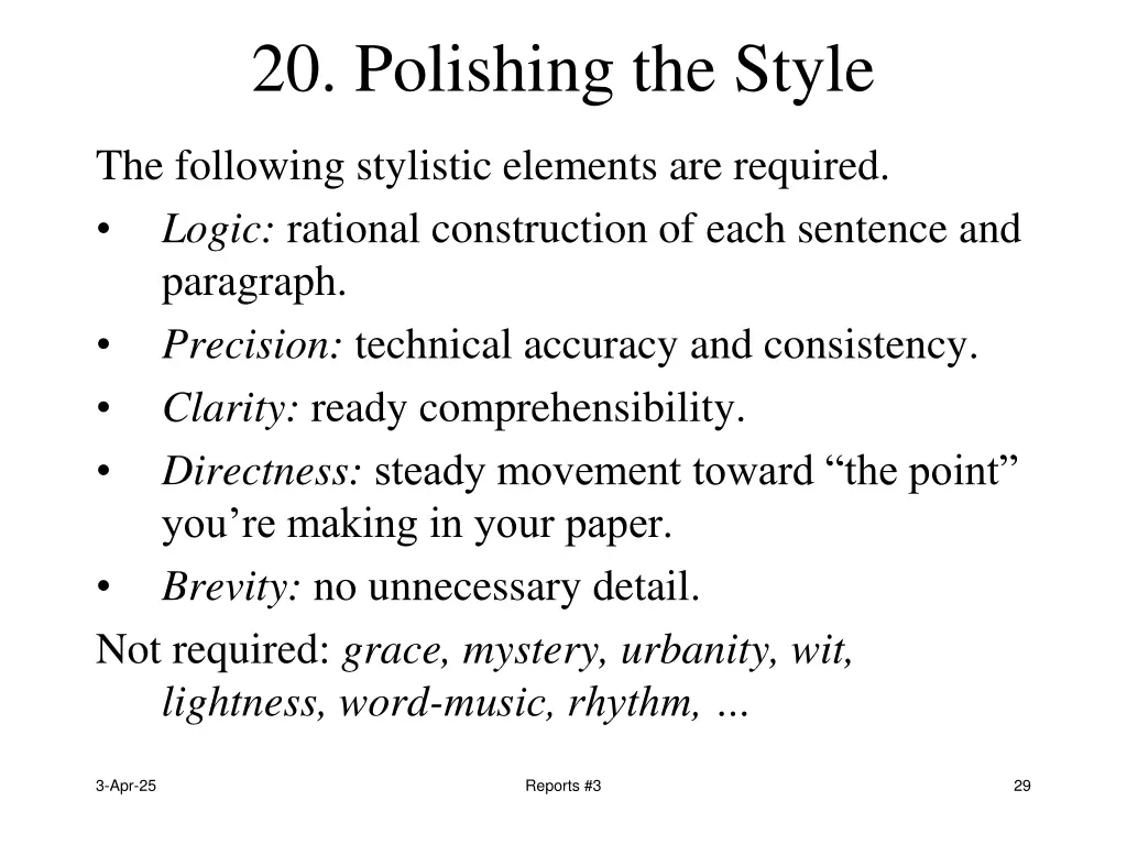 20 polishing the style