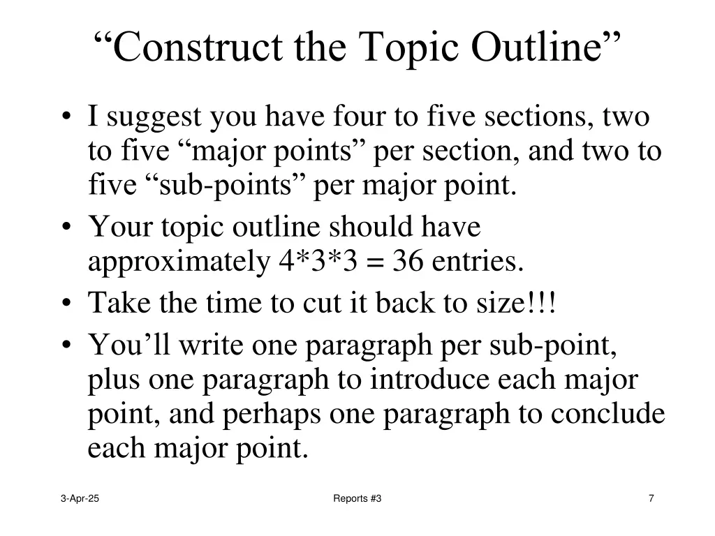 construct the topic outline