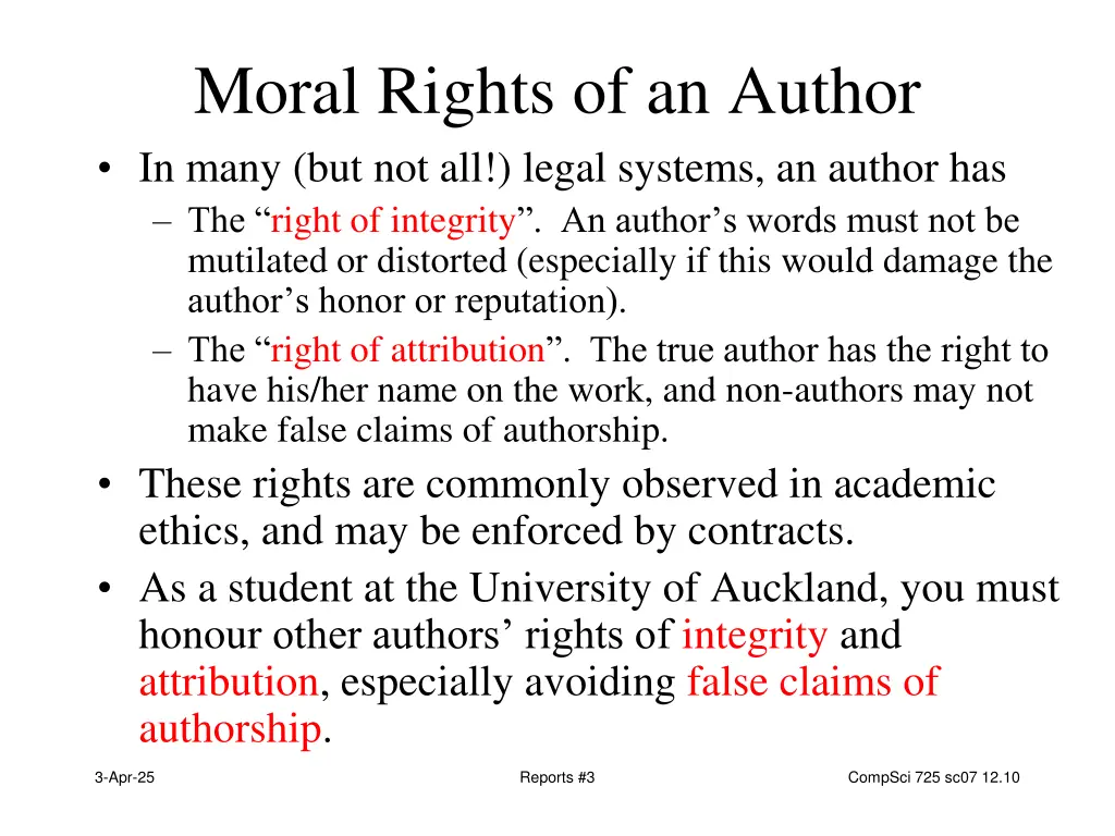 moral rights of an author in many