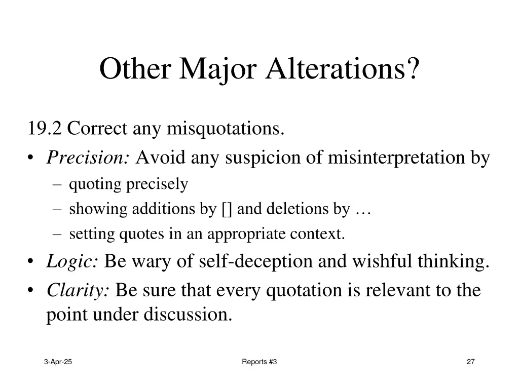 other major alterations