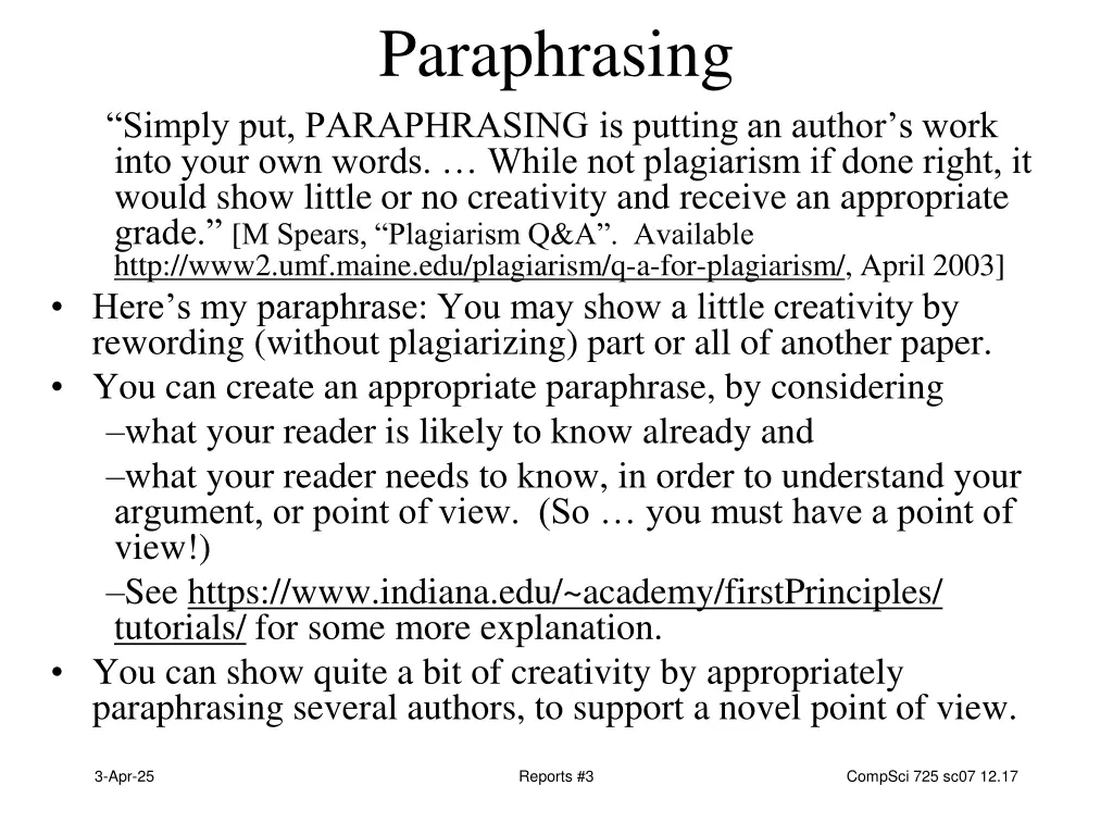 paraphrasing