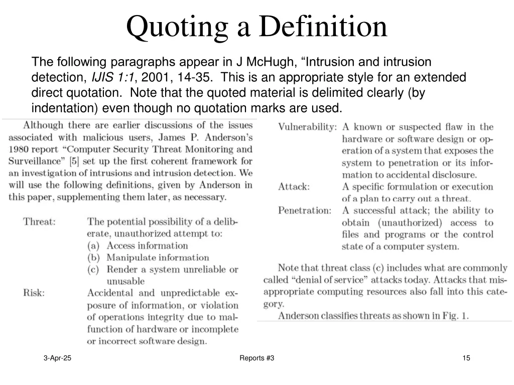 quoting a definition